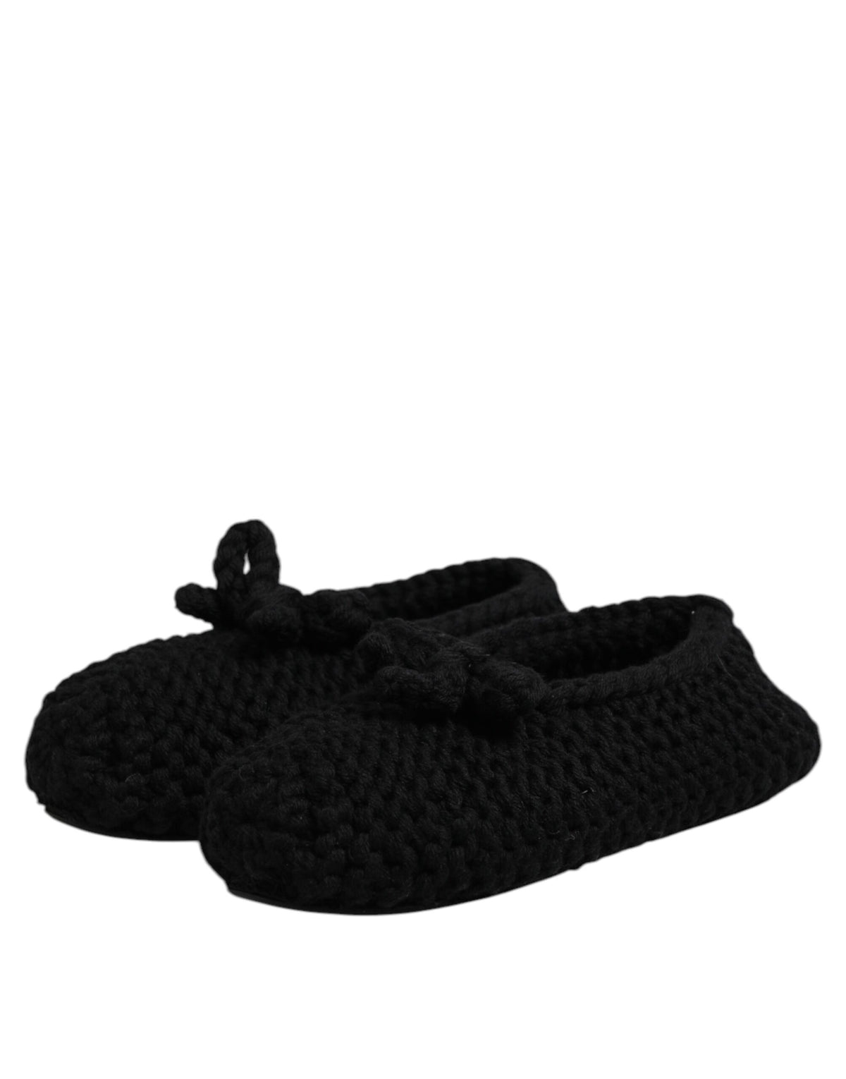 Dolce & Gabbana | Black Wool Slip On Flats Ballerina Shoes