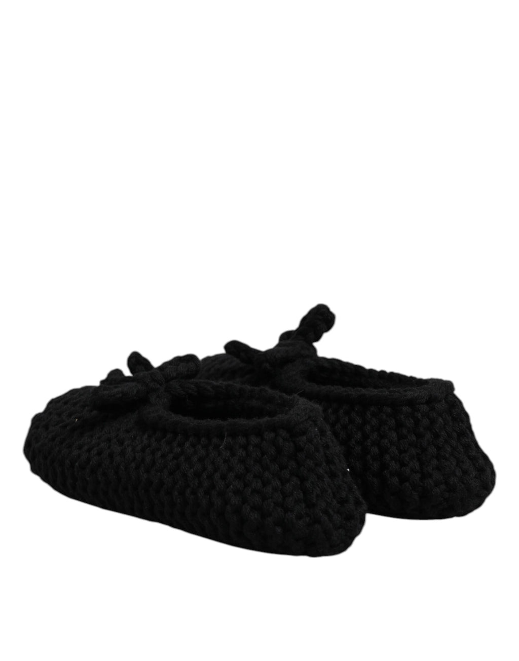 Dolce & Gabbana | Black Wool Slip On Flats Ballerina Shoes