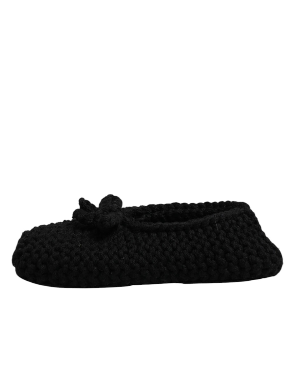 Dolce & Gabbana | Black Wool Slip On Flats Ballerina Shoes