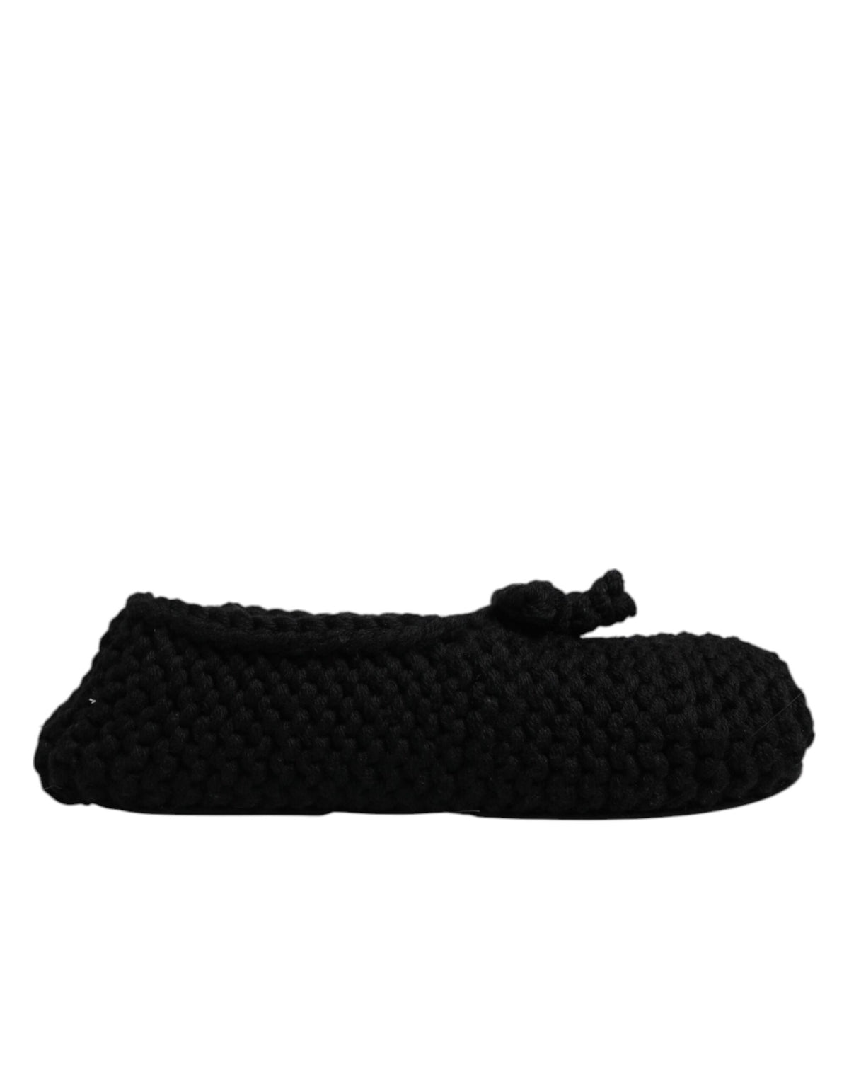 Dolce & Gabbana | Black Wool Slip On Flats Ballerina Shoes