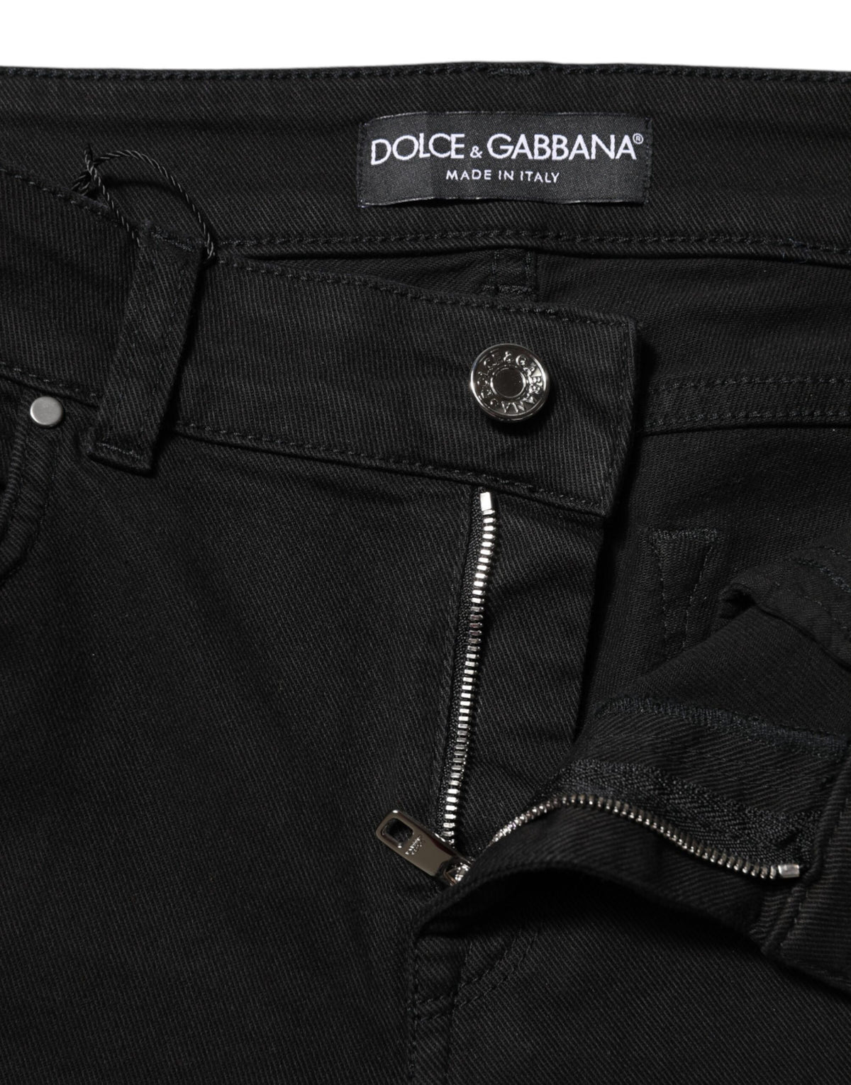 Dolce & Gabbana | Black Cotton Skinny Mid Waist Denim Jeans