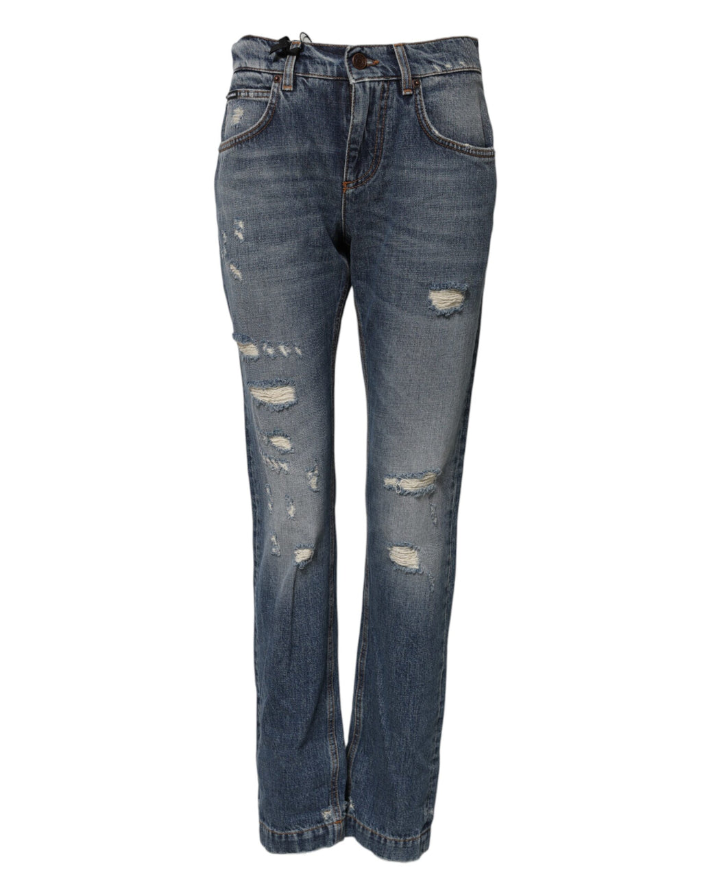 Dolce & Gabbana | Blue Cotton Boyfriend Tattered Denim Jeans