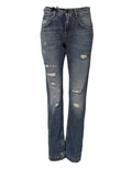 Dolce & Gabbana | Blue Cotton Boyfriend Tattered Denim Jeans