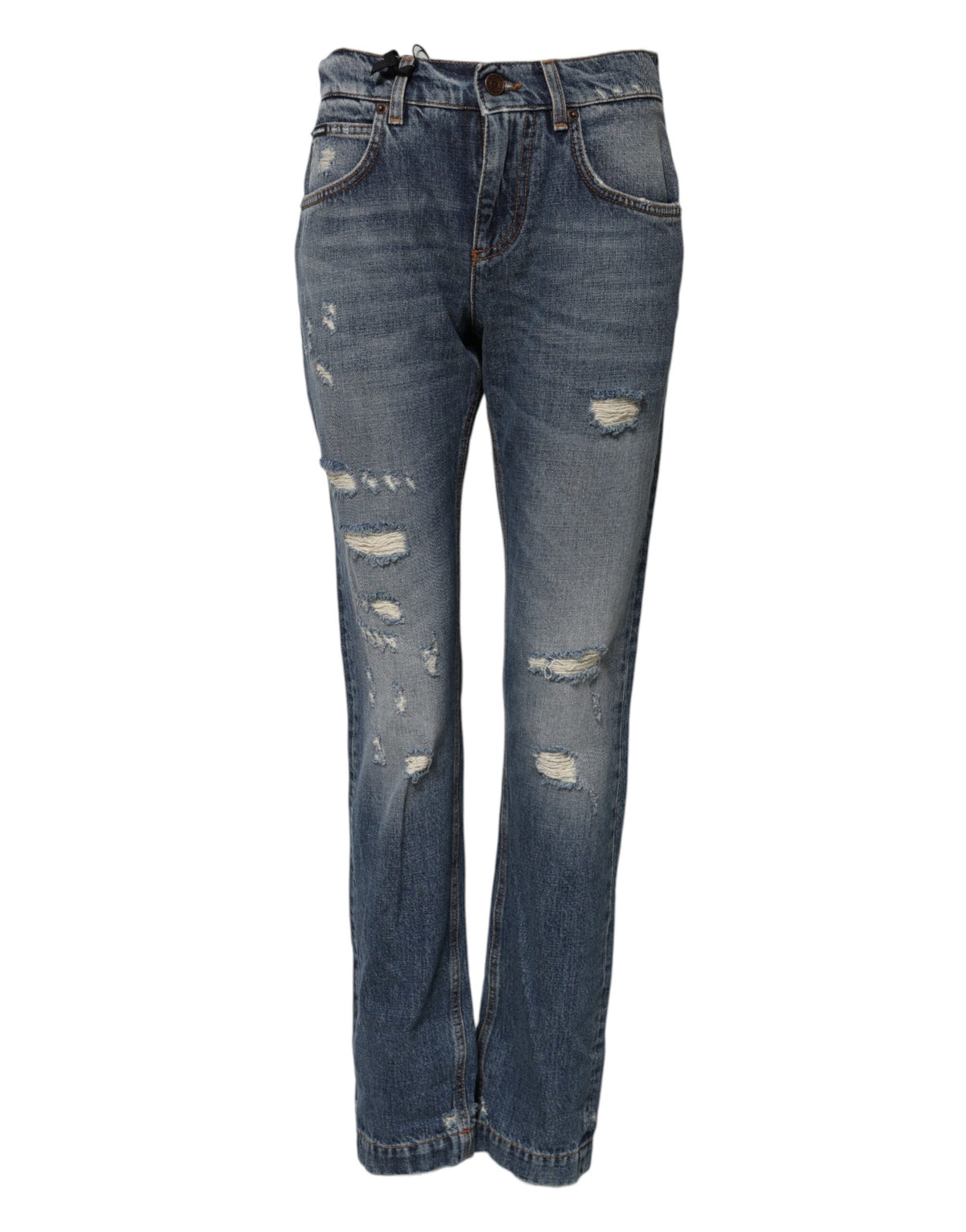 Dolce & Gabbana | Blue Cotton Boyfriend Tattered Denim Jeans