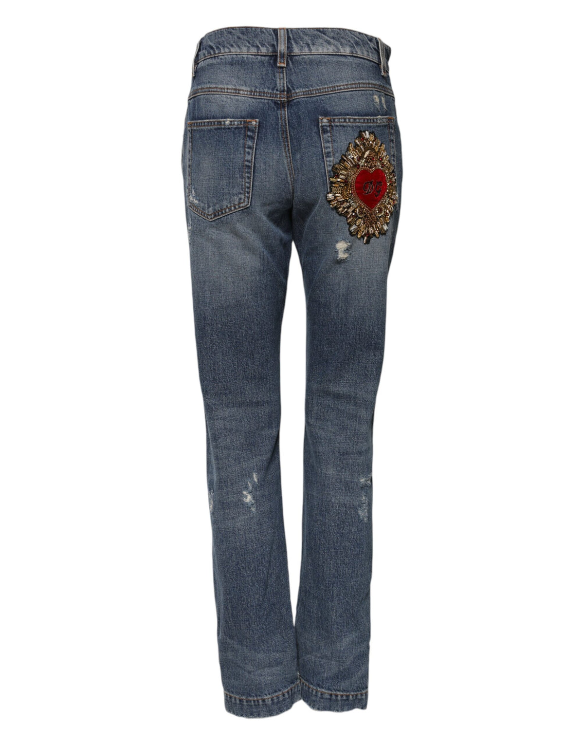 Dolce & Gabbana | Blue Cotton Boyfriend Tattered Denim Jeans