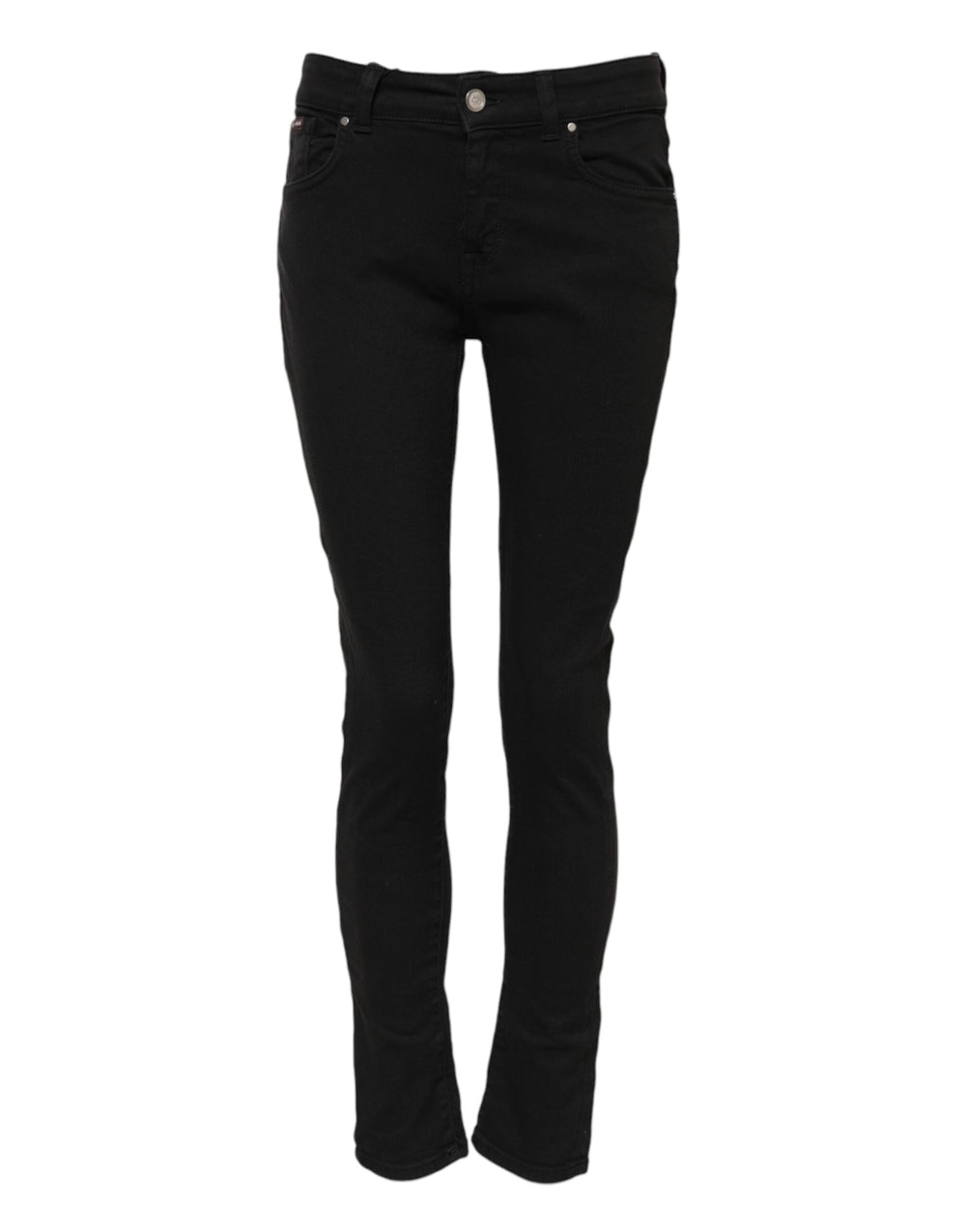 Dolce & Gabbana | Black Cotton Logo Skinny Mid Waist Denim Jeans