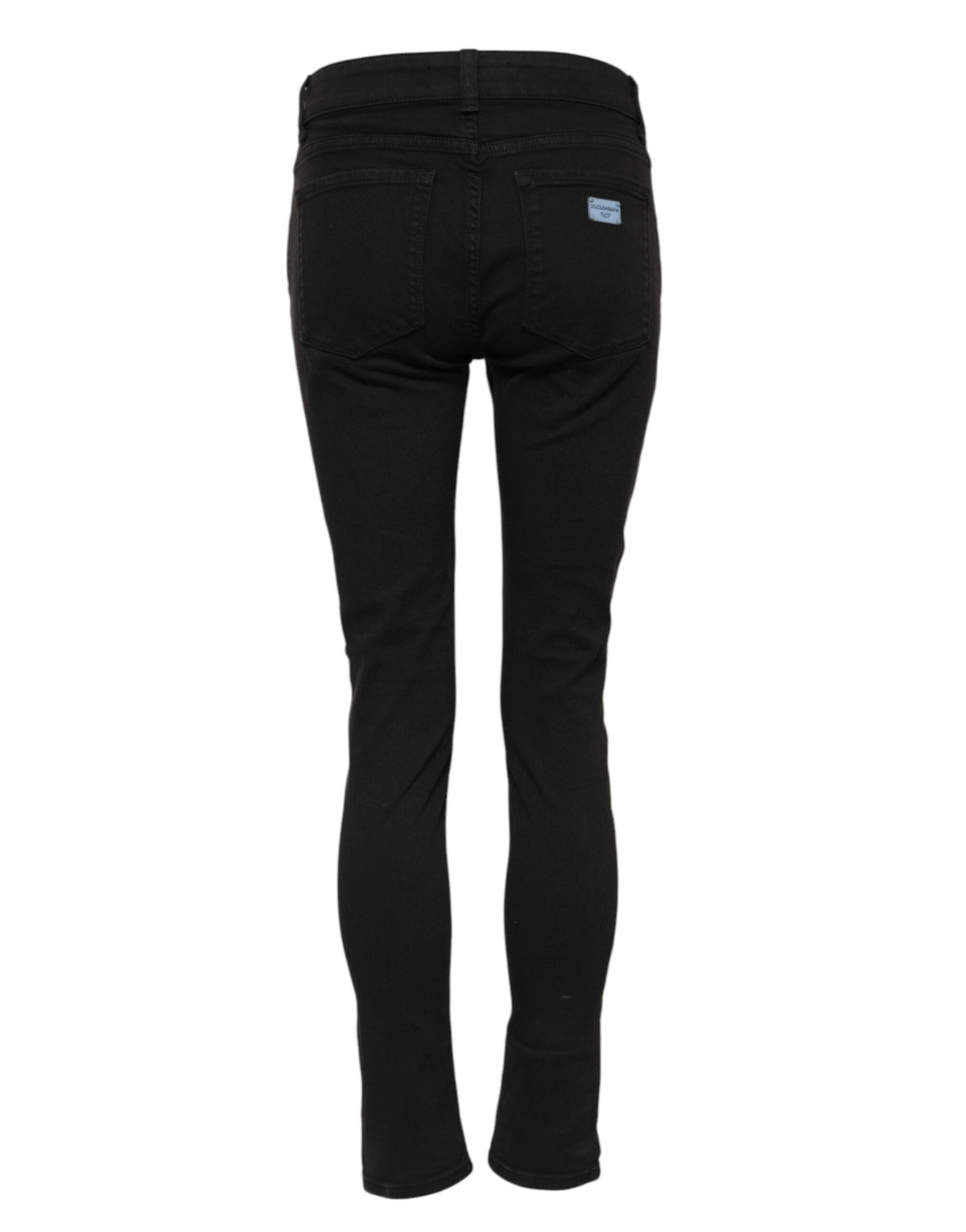 Dolce & Gabbana | Black Cotton Logo Skinny Mid Waist Denim Jeans