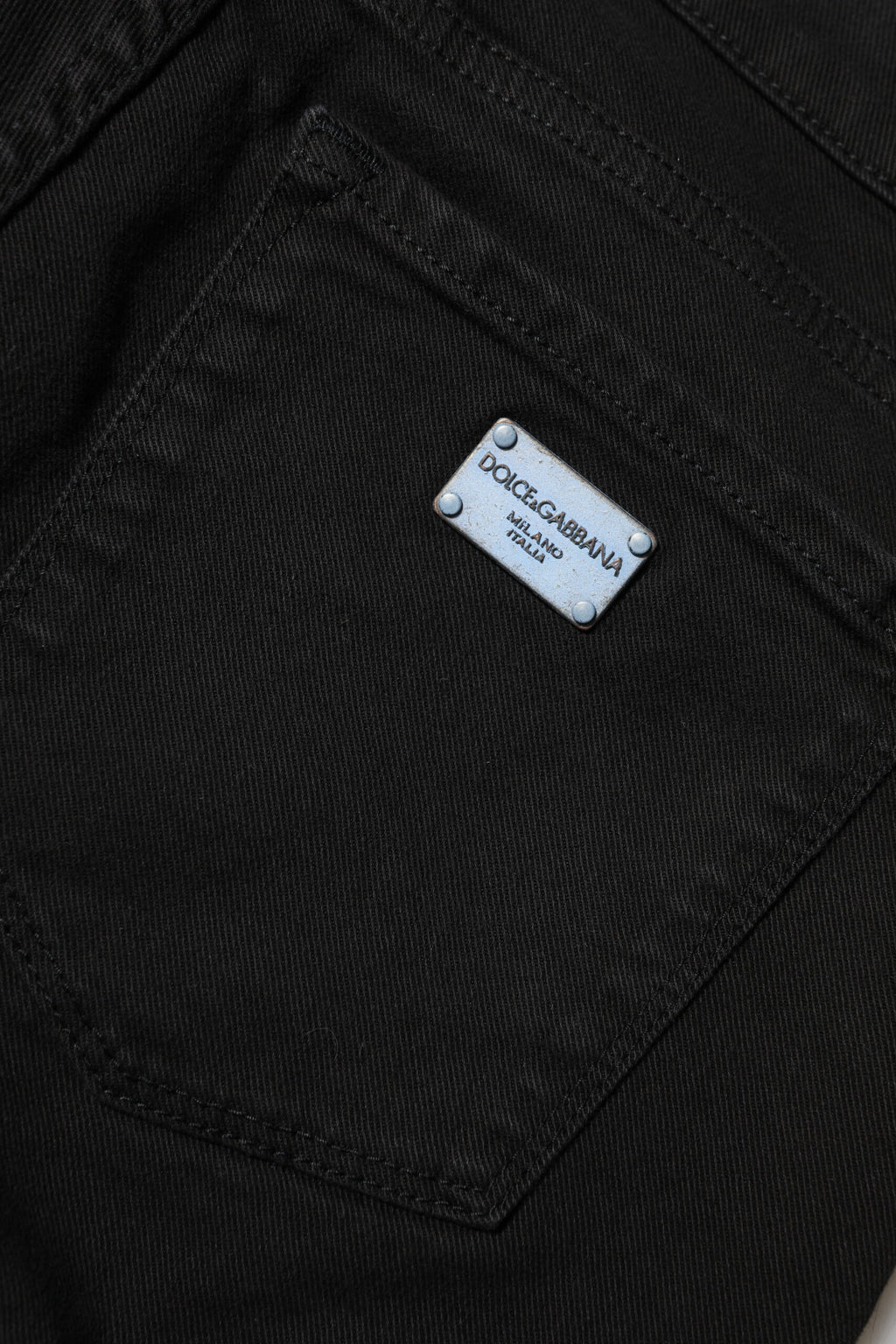 Dolce & Gabbana | Black Cotton Logo Skinny Mid Waist Denim Jeans