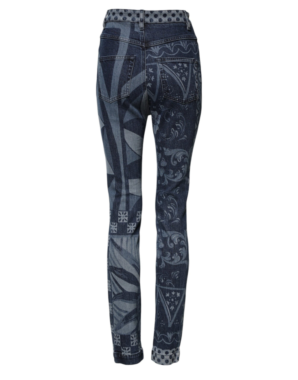 Dolce & Gabbana | Blue Graphic Print Cotton Skinny Denim Jeans