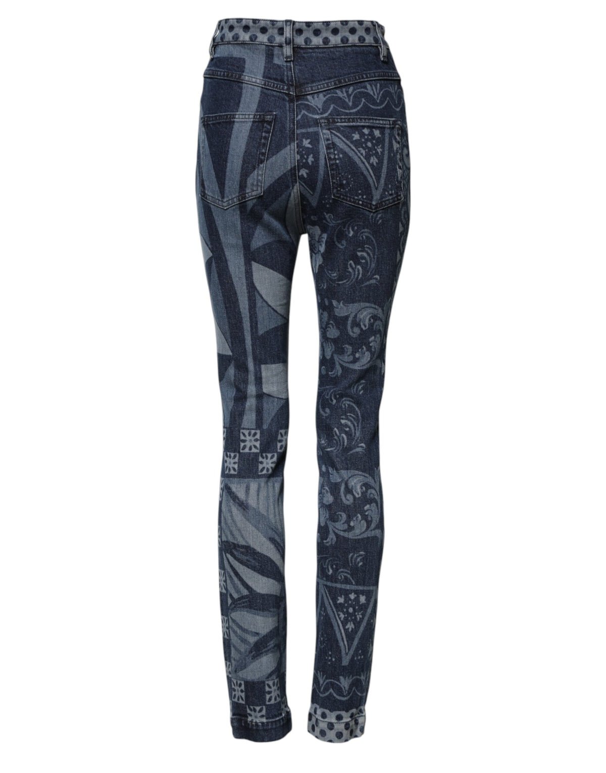 Dolce & Gabbana | Blue Graphic Print Cotton Skinny Denim Jeans