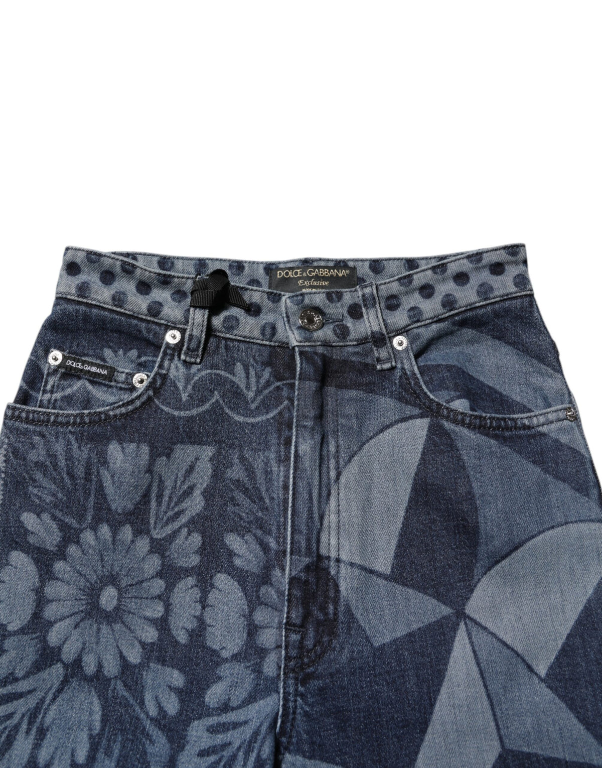 Dolce & Gabbana | Blue Graphic Print Cotton Skinny Denim Jeans