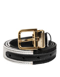 Dolce & Gabbana | Black White Patchwork Gold Metal Buckle Belt