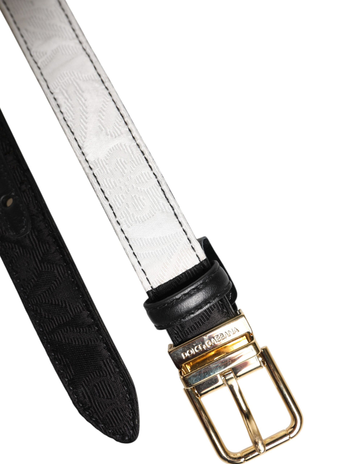 Dolce & Gabbana | Black White Patchwork Gold Metal Buckle Belt