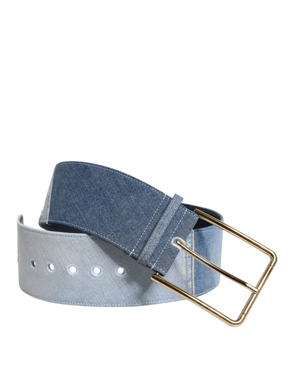Dolce & Gabbana | Two Tone Blue Denim Gold Metal Buckle Belt