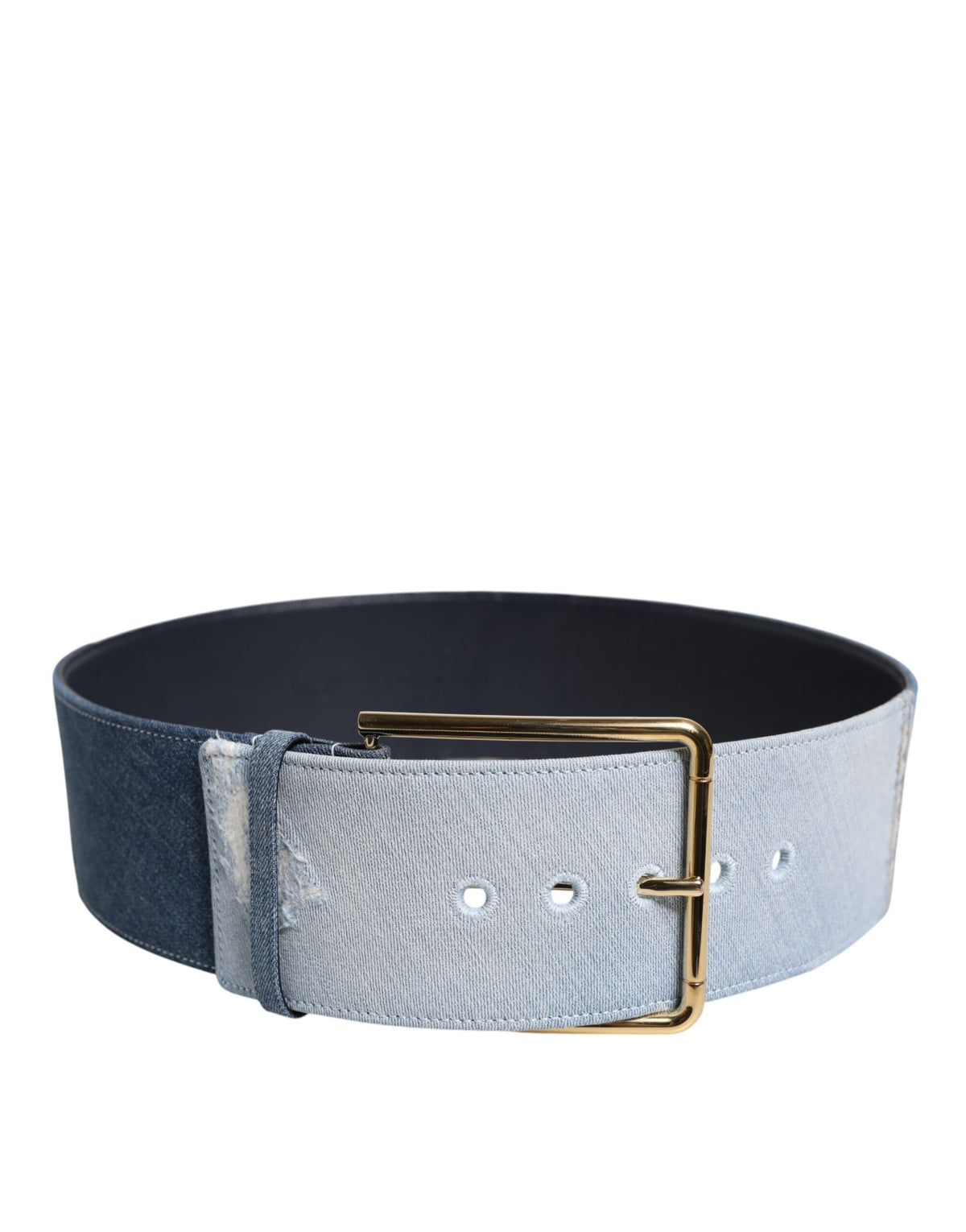 Dolce & Gabbana | Two Tone Blue Denim Gold Metal Buckle Belt