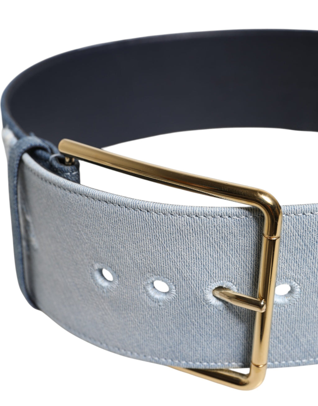 Dolce & Gabbana | Two Tone Blue Denim Gold Metal Buckle Belt