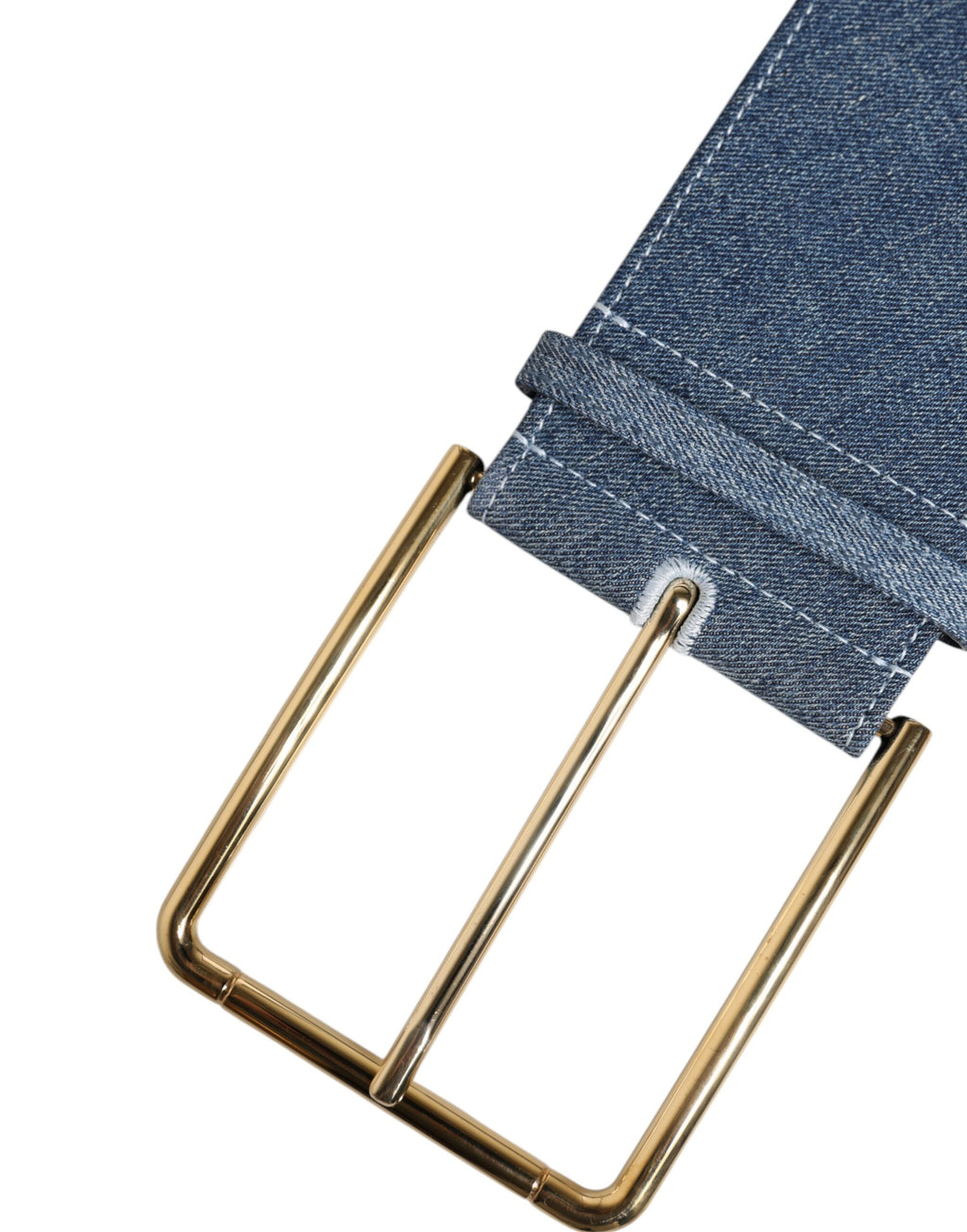 Dolce & Gabbana | Two Tone Blue Denim Gold Metal Buckle Belt