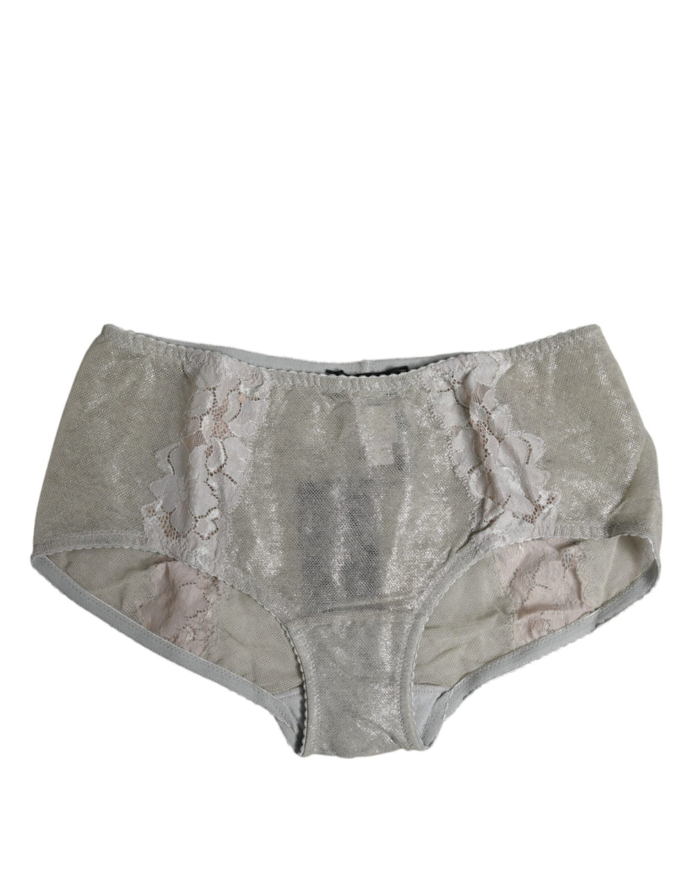 Dolce & Gabbana | Gray Cotton Floral Lace High Waist Panty Underwear