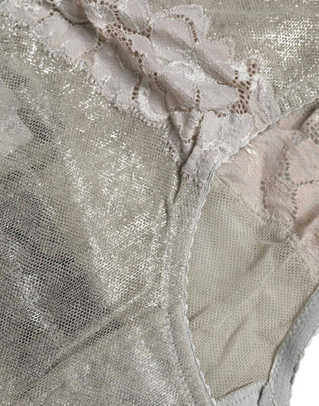 Dolce & Gabbana | Gray Cotton Floral Lace High Waist Panty Underwear