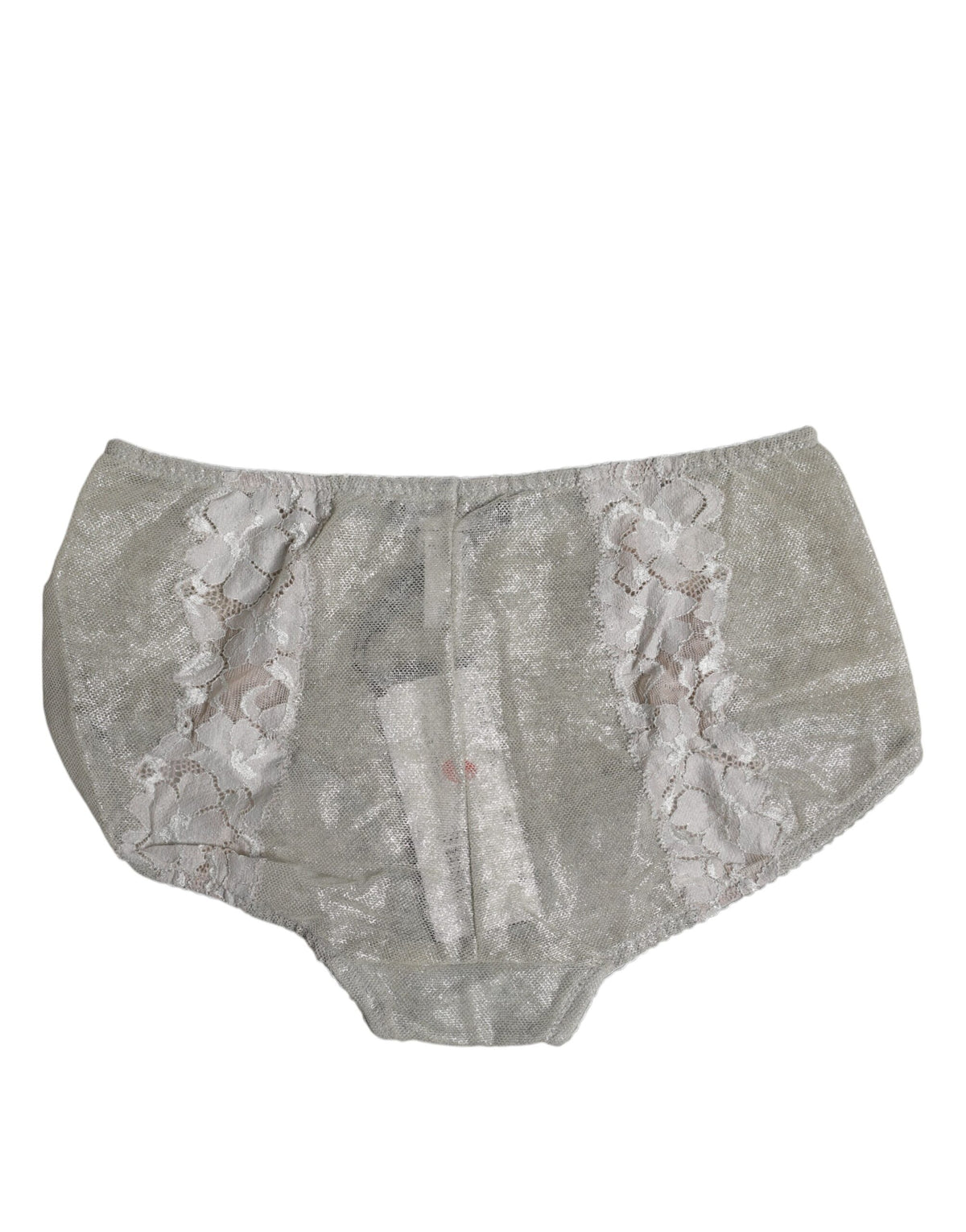 Dolce & Gabbana | Gray Cotton Floral Lace High Waist Panty Underwear