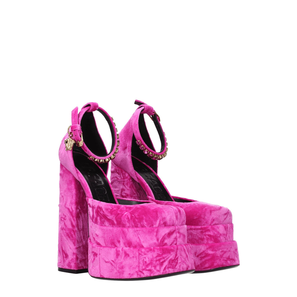 Versace | Pink Velvet Platform Sandals