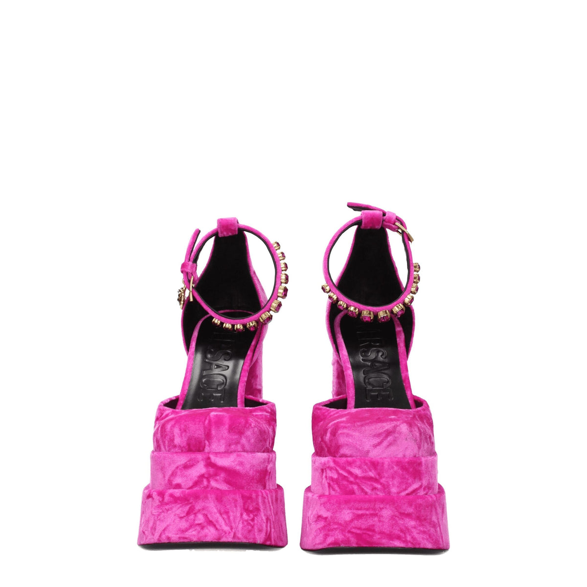 Versace | Pink Velvet Platform Sandals