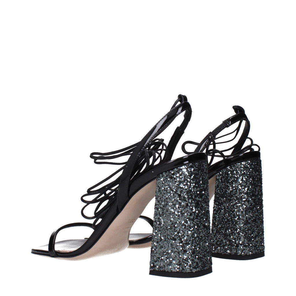 Miu Miu | Black Leather Platform Sandals