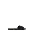 Saint Laurent | Black Calf Leather Bos Taurus Flat Sandals