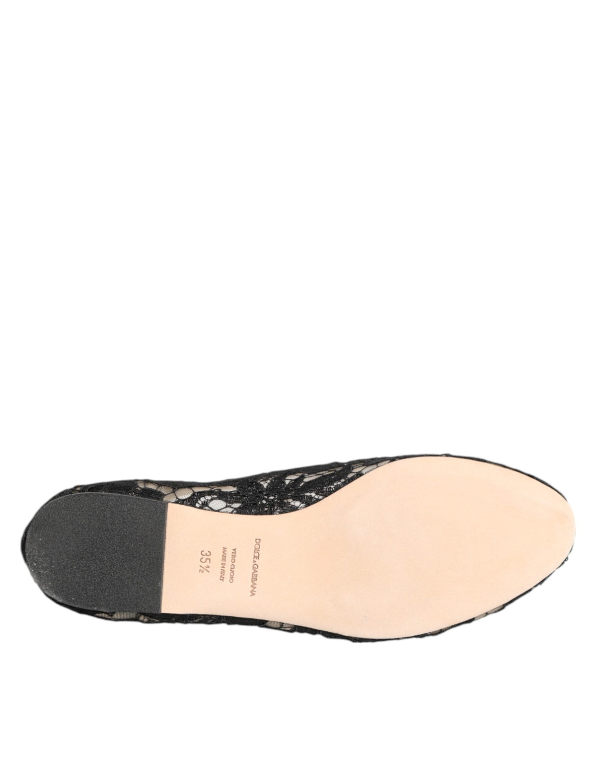 Dolce & Gabbana | Black Taormina Lace Crystals Flats Shoes