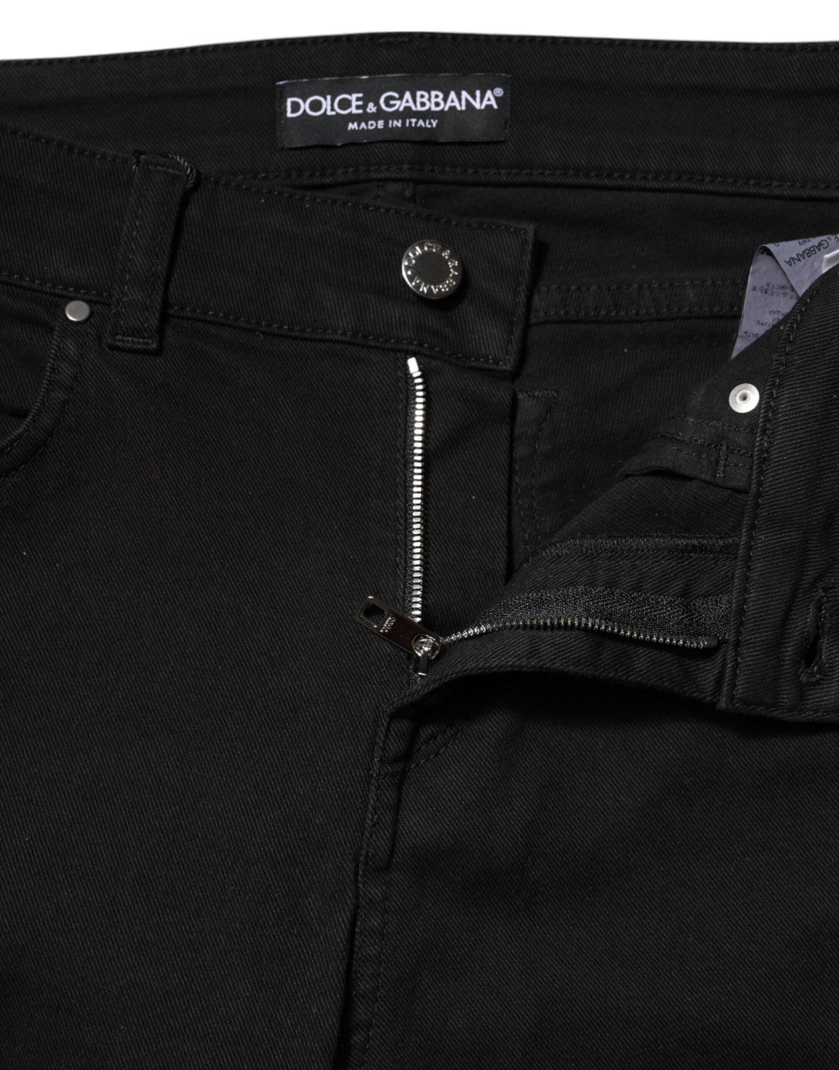 Dolce & Gabbana | Black Cotton Skinny Mid Waist Denim Jeans