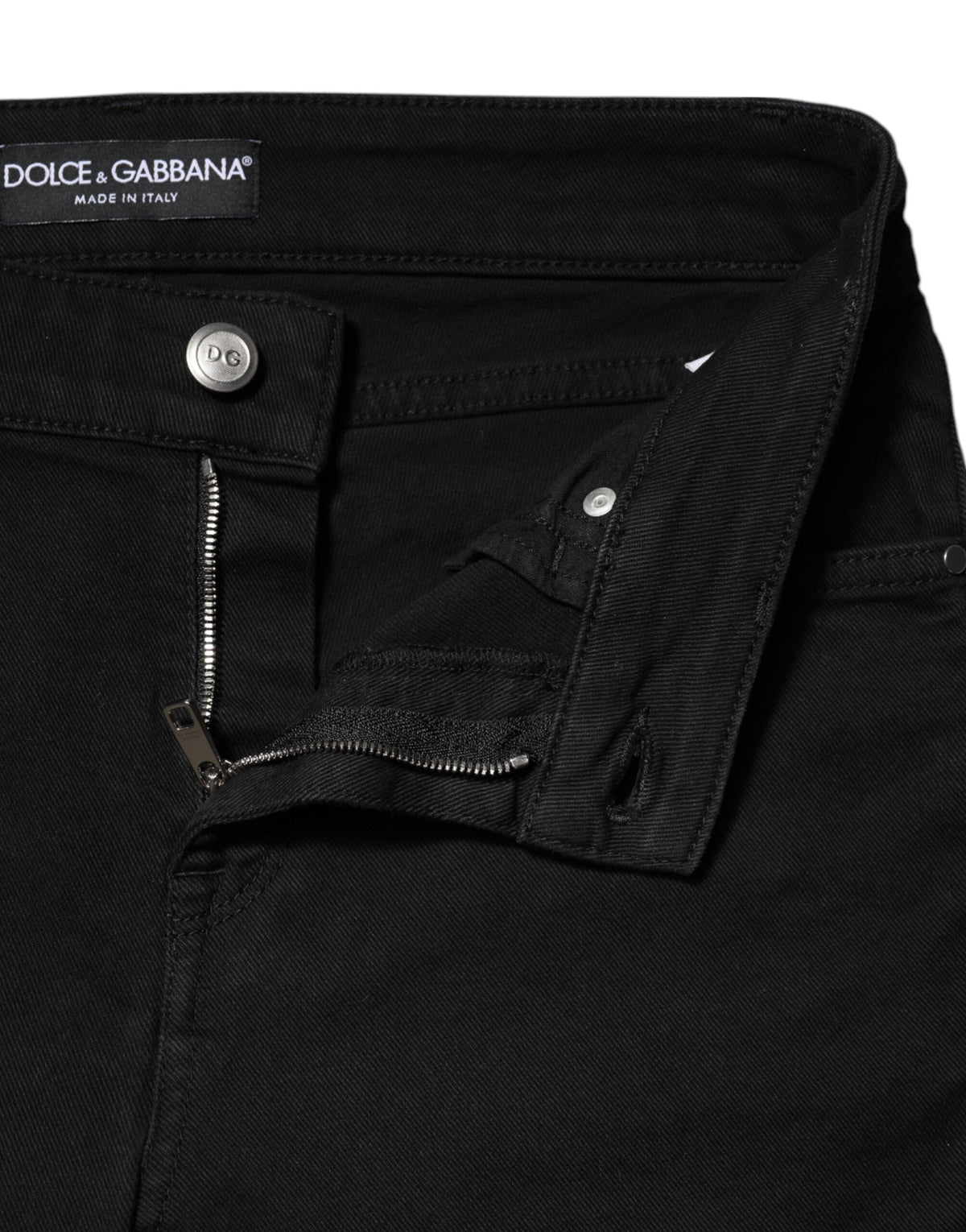 Dolce & Gabbana | Black Cotton Skinny Mid Waist Denim Jeans