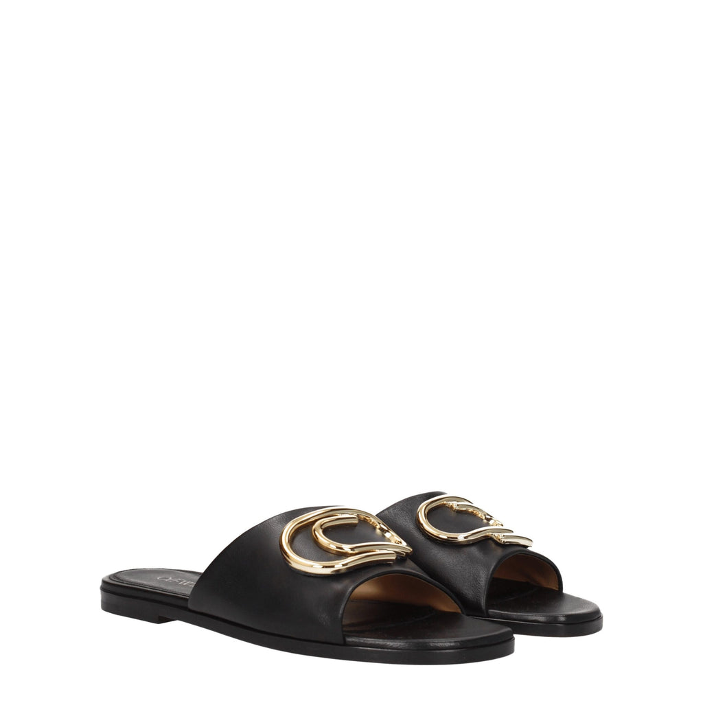 Off-White | Black Leather Slippers