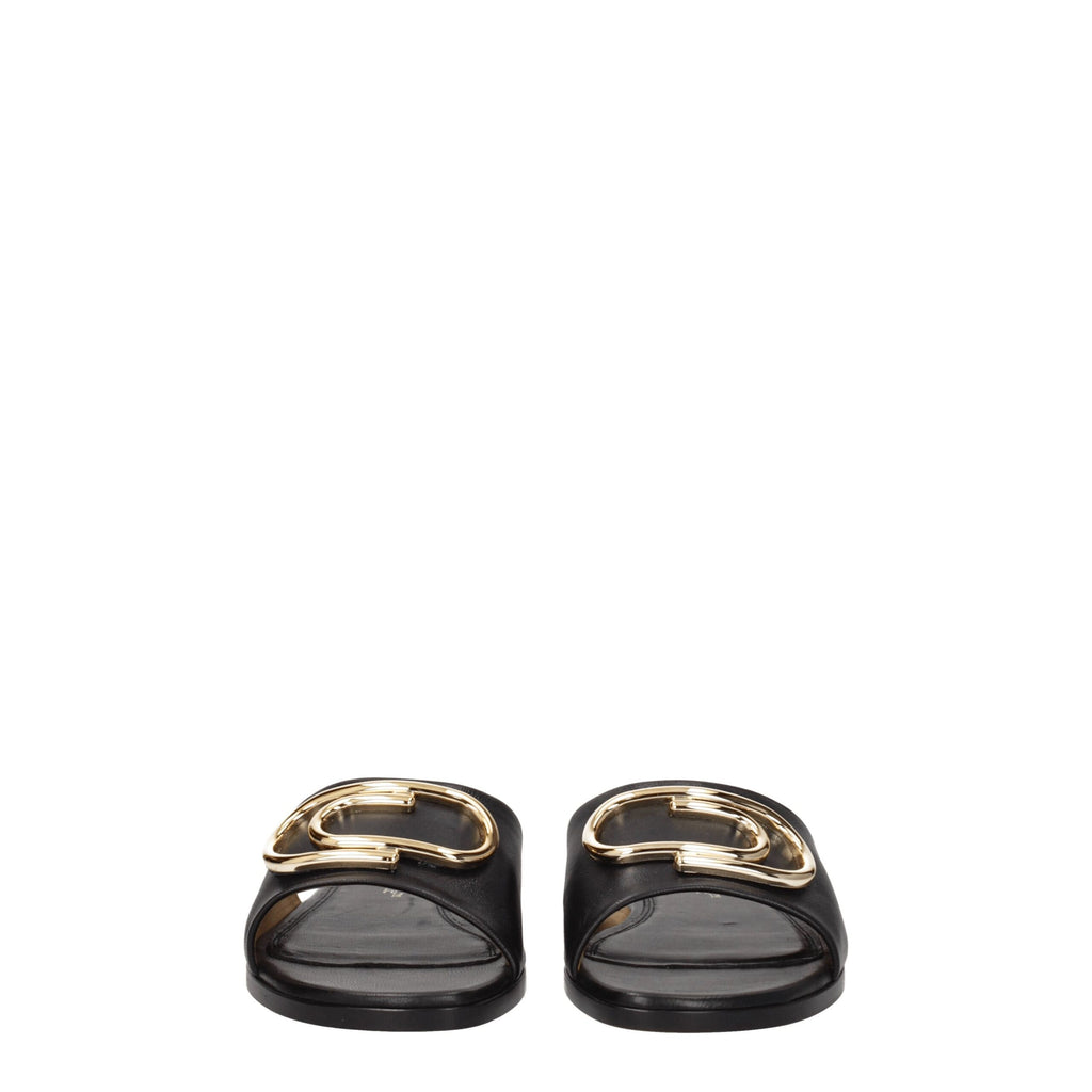 Off-White | Black Leather Slippers