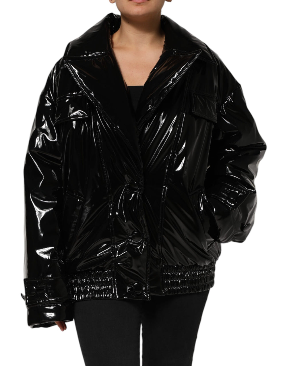 Dolce & Gabbana | Polyester Black Quilted Puffer Coat  Jacket