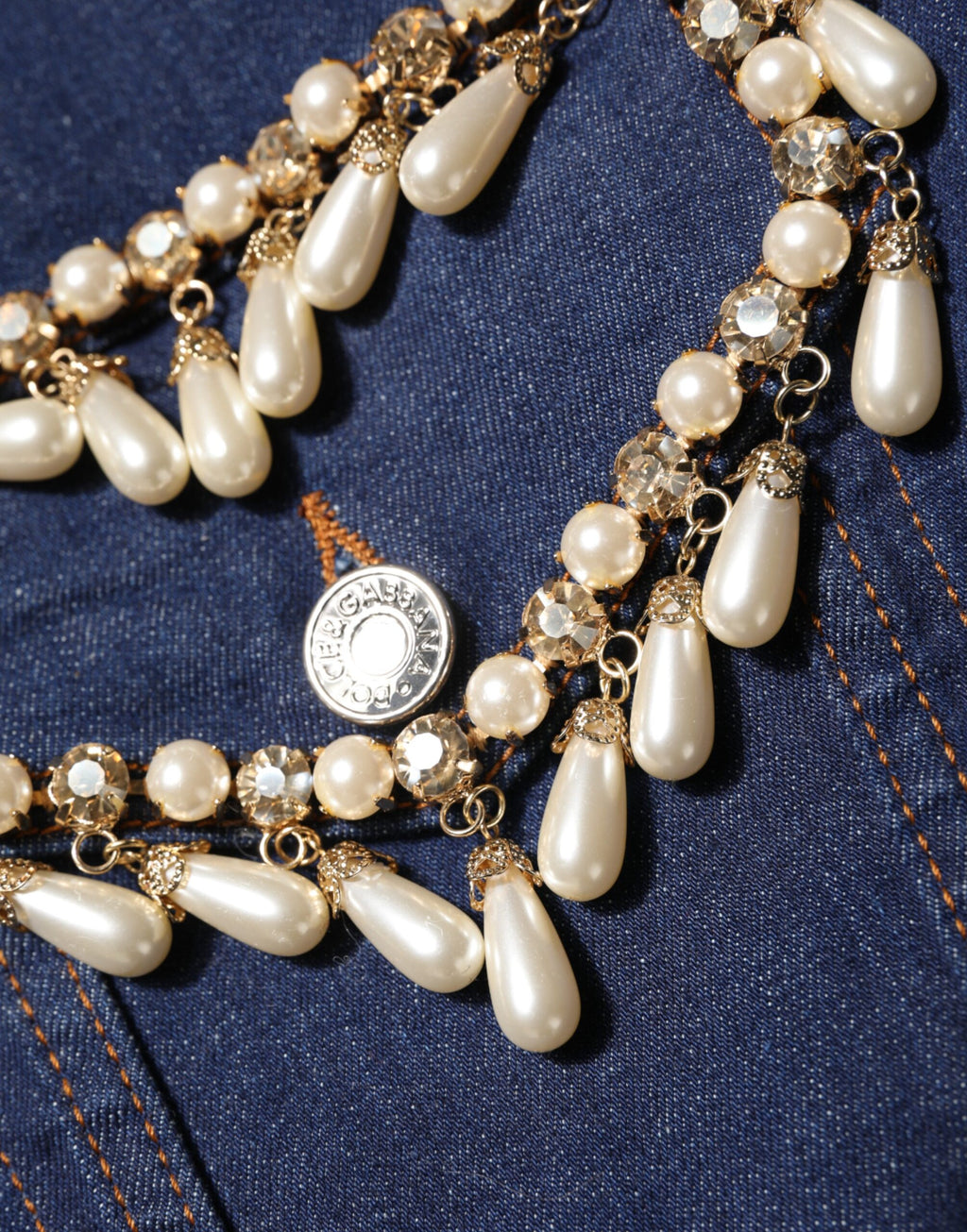 Dolce & Gabbana | Blue Cotton Denim Crystal Embellished Jacket