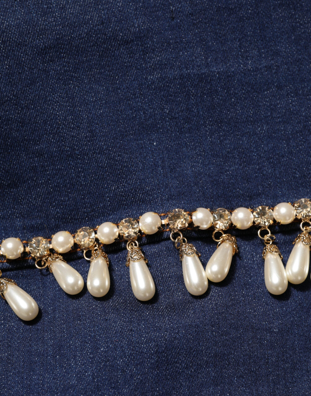 Dolce & Gabbana | Blue Cotton Denim Crystal Embellished Jacket