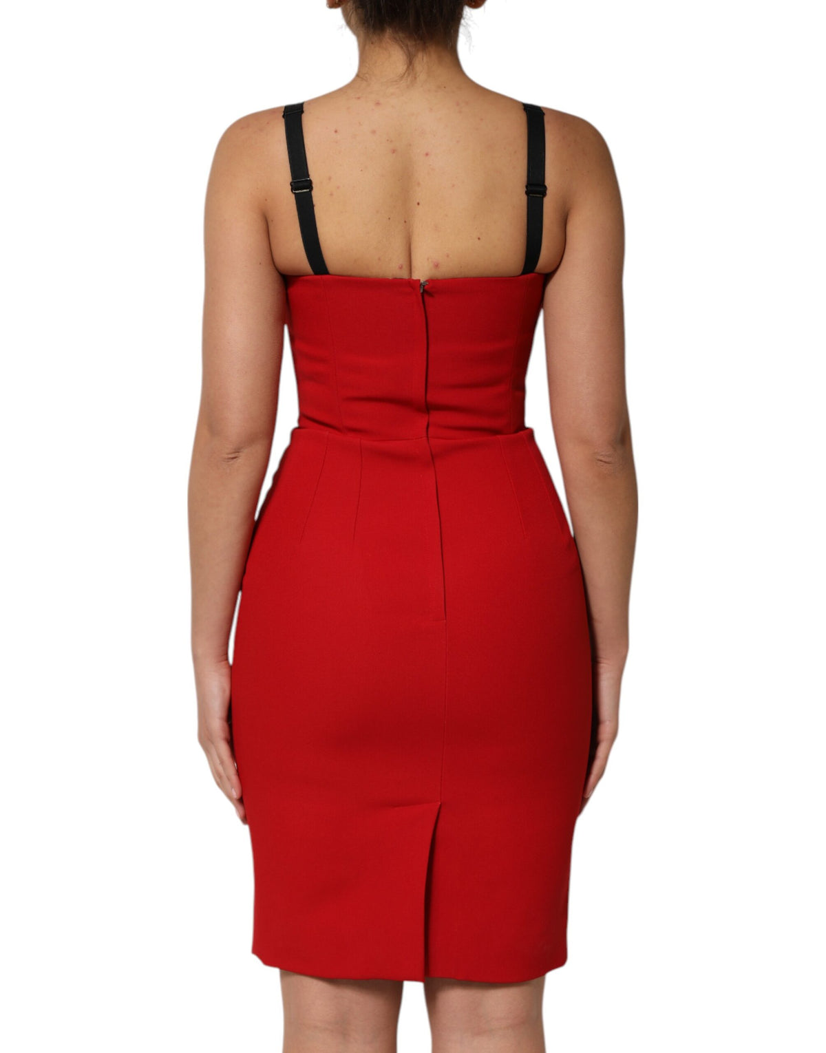 Dolce & Gabbana | Red Stretch Bodycon Sheath Knee Length Dress