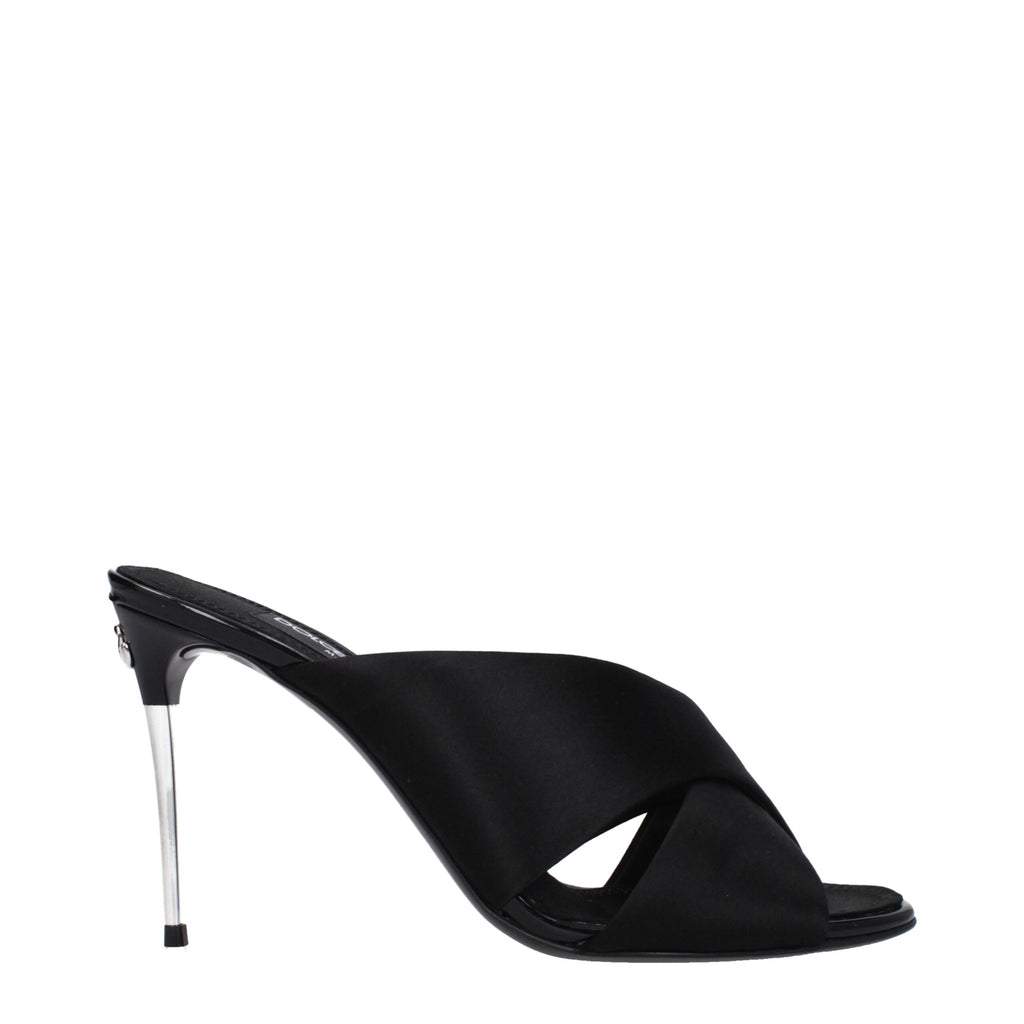 Dolce & Gabbana | Black Satin Stiletto Heel Sandals