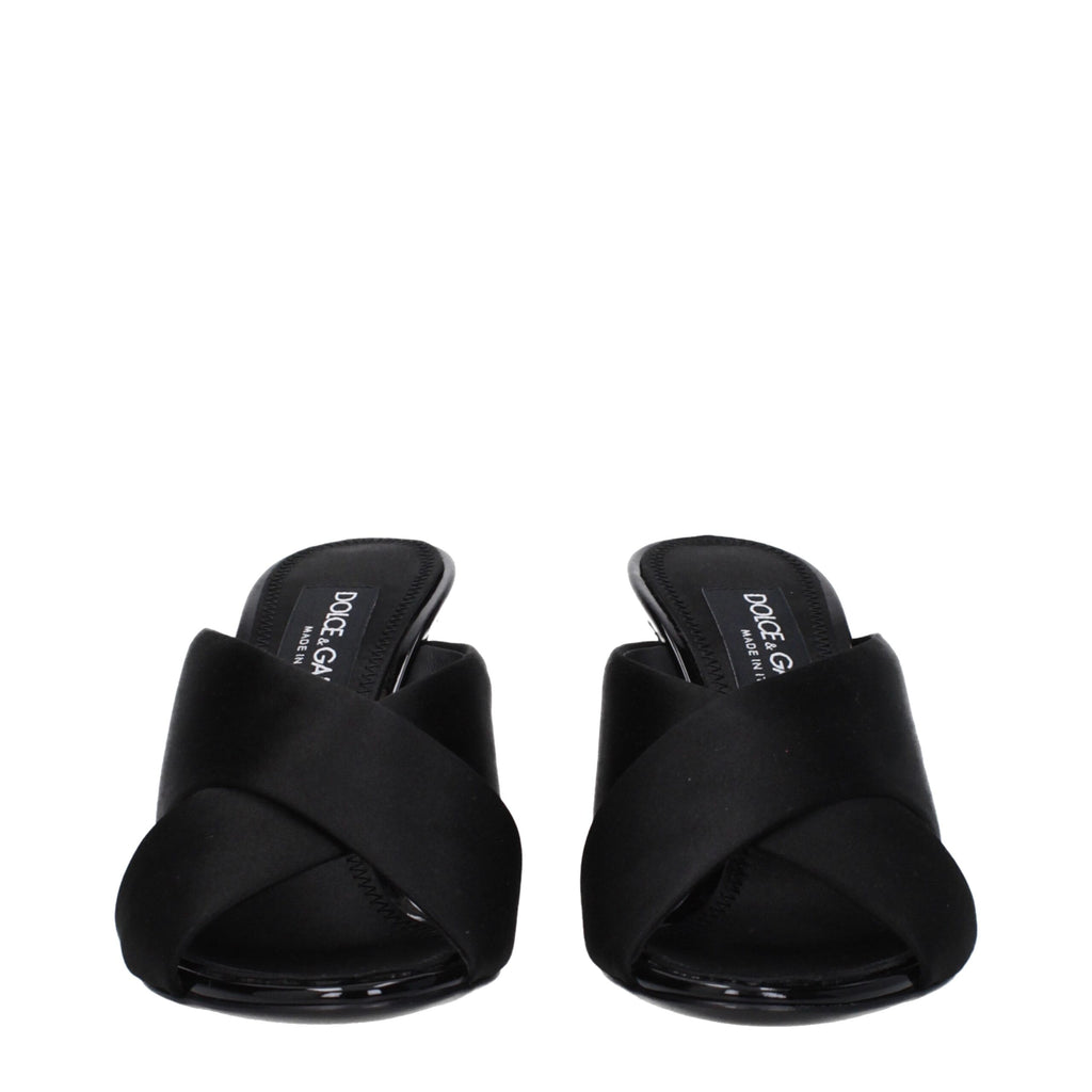 Dolce & Gabbana | Black Satin Stiletto Heel Sandals