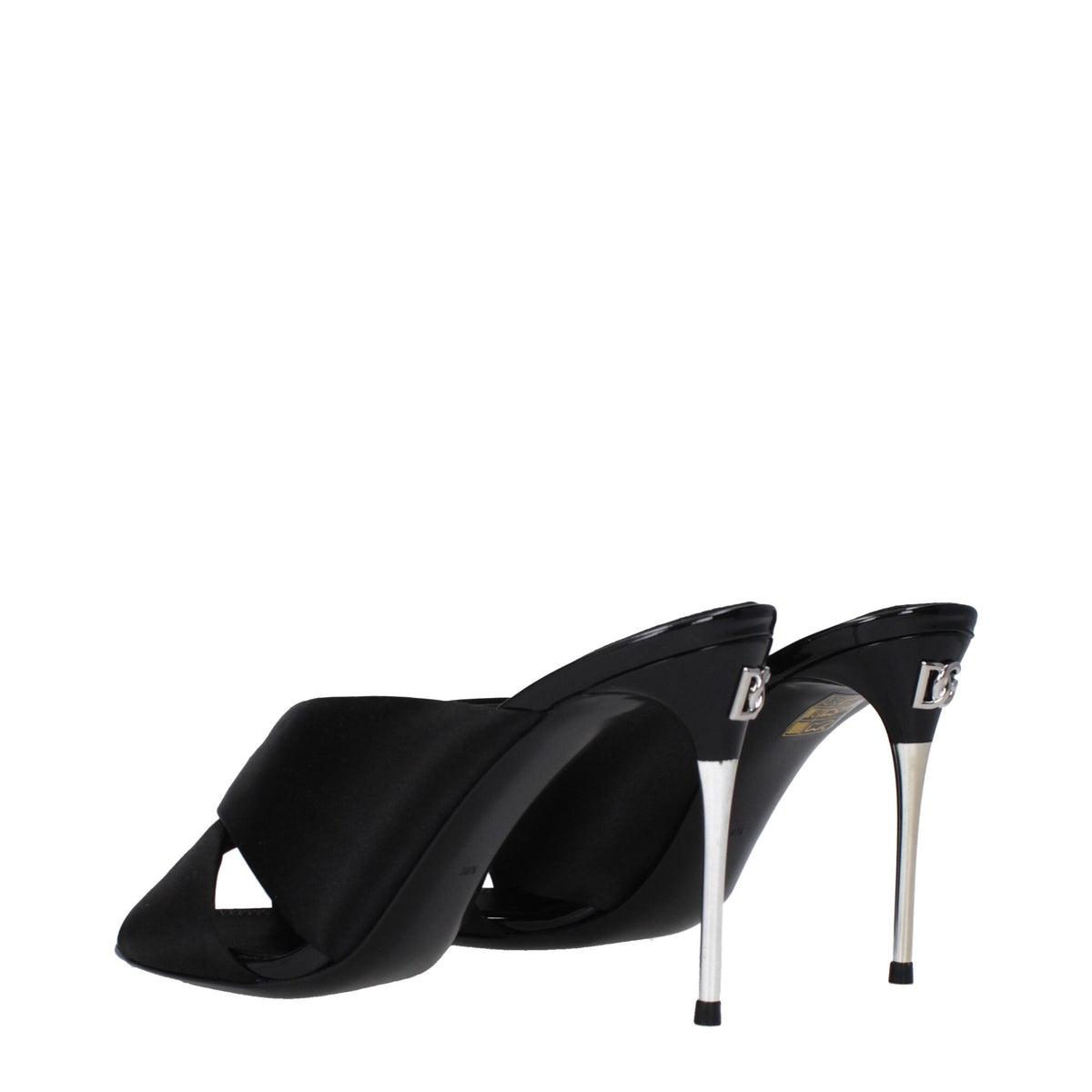 Dolce & Gabbana | Black Satin Stiletto Heel Sandals