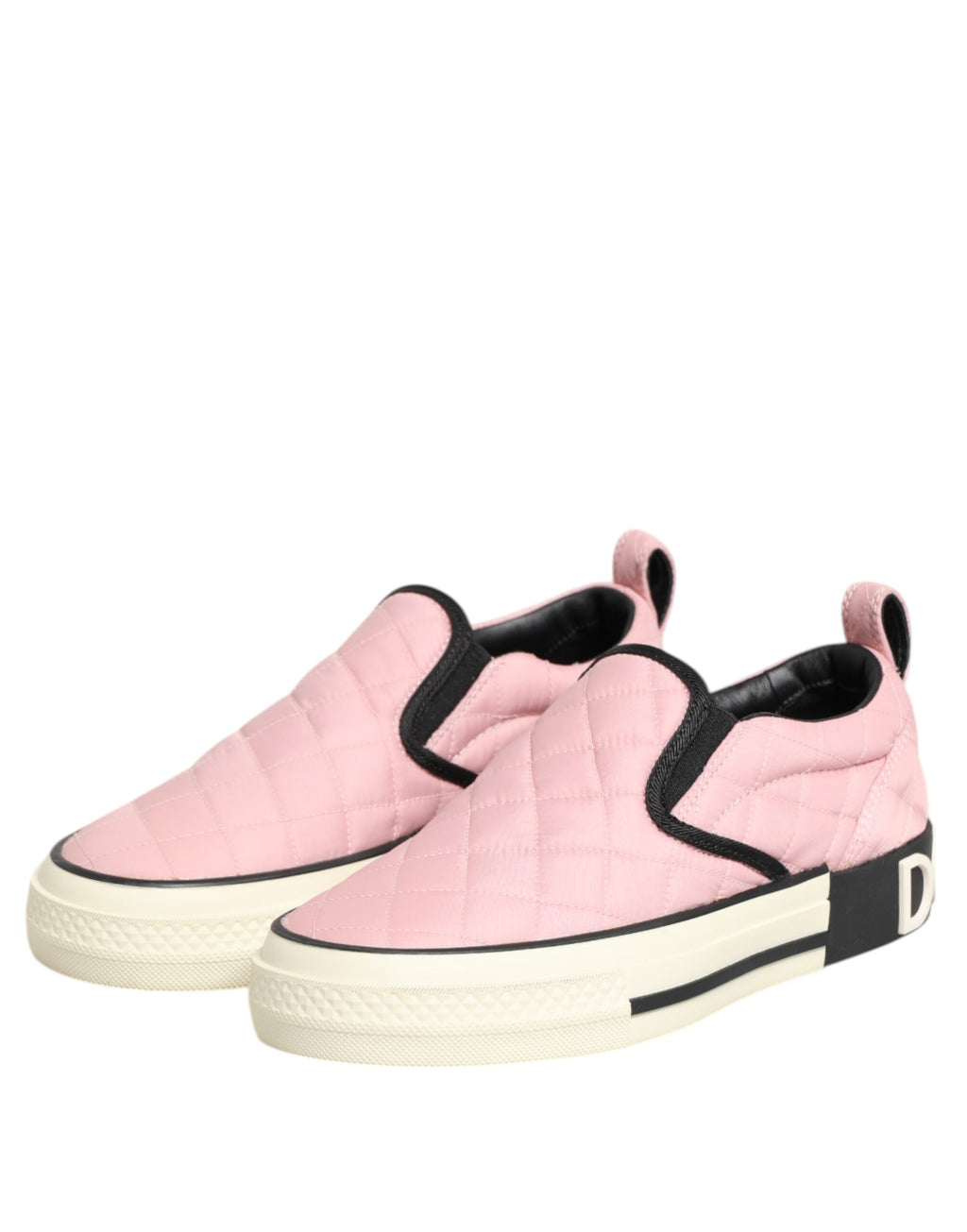 Dolce & Gabbana | Pink Quilted Nylon Slip-On Sneaker Shoes