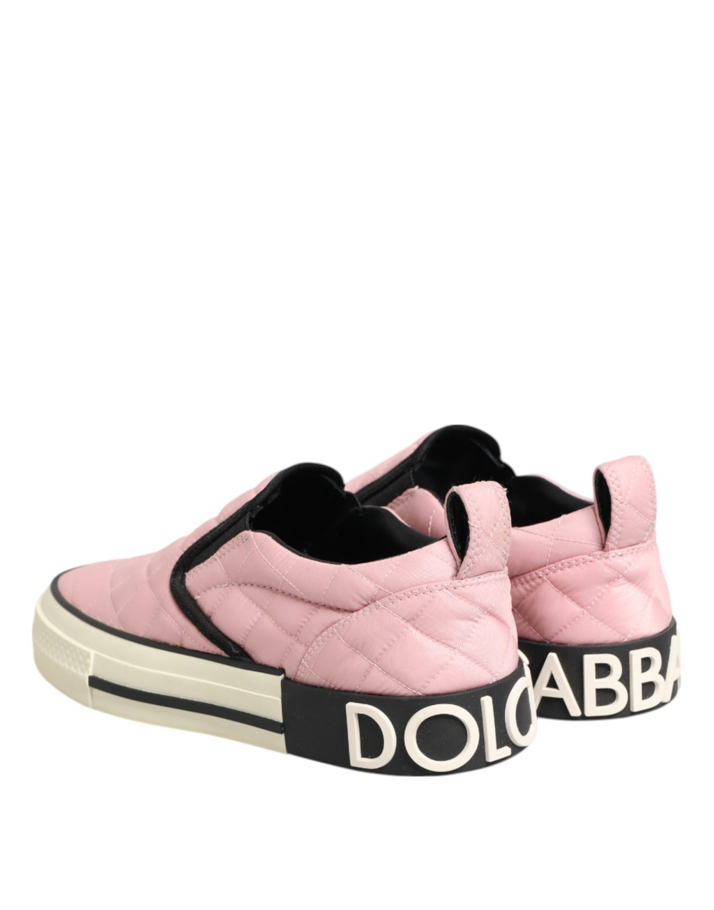 Dolce & Gabbana | Pink Quilted Nylon Slip-On Sneaker Shoes