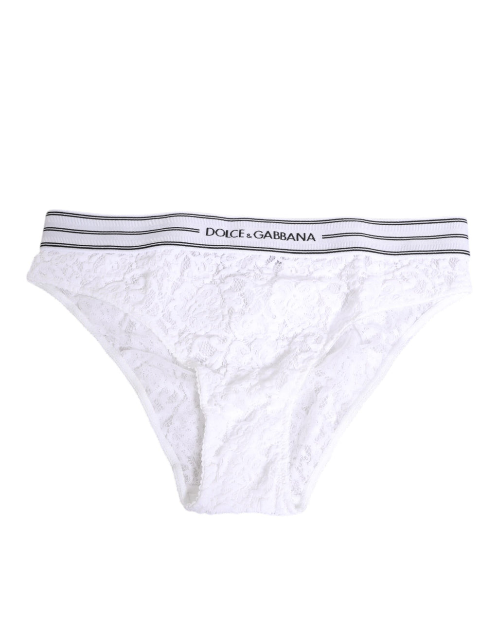 Dolce & Gabbana | White Lace Slip Brief Logo Waistband Underwear