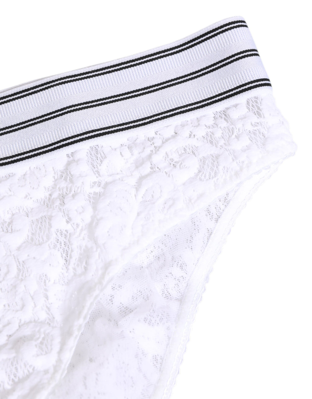 Dolce & Gabbana | White Lace Slip Brief Logo Waistband Underwear
