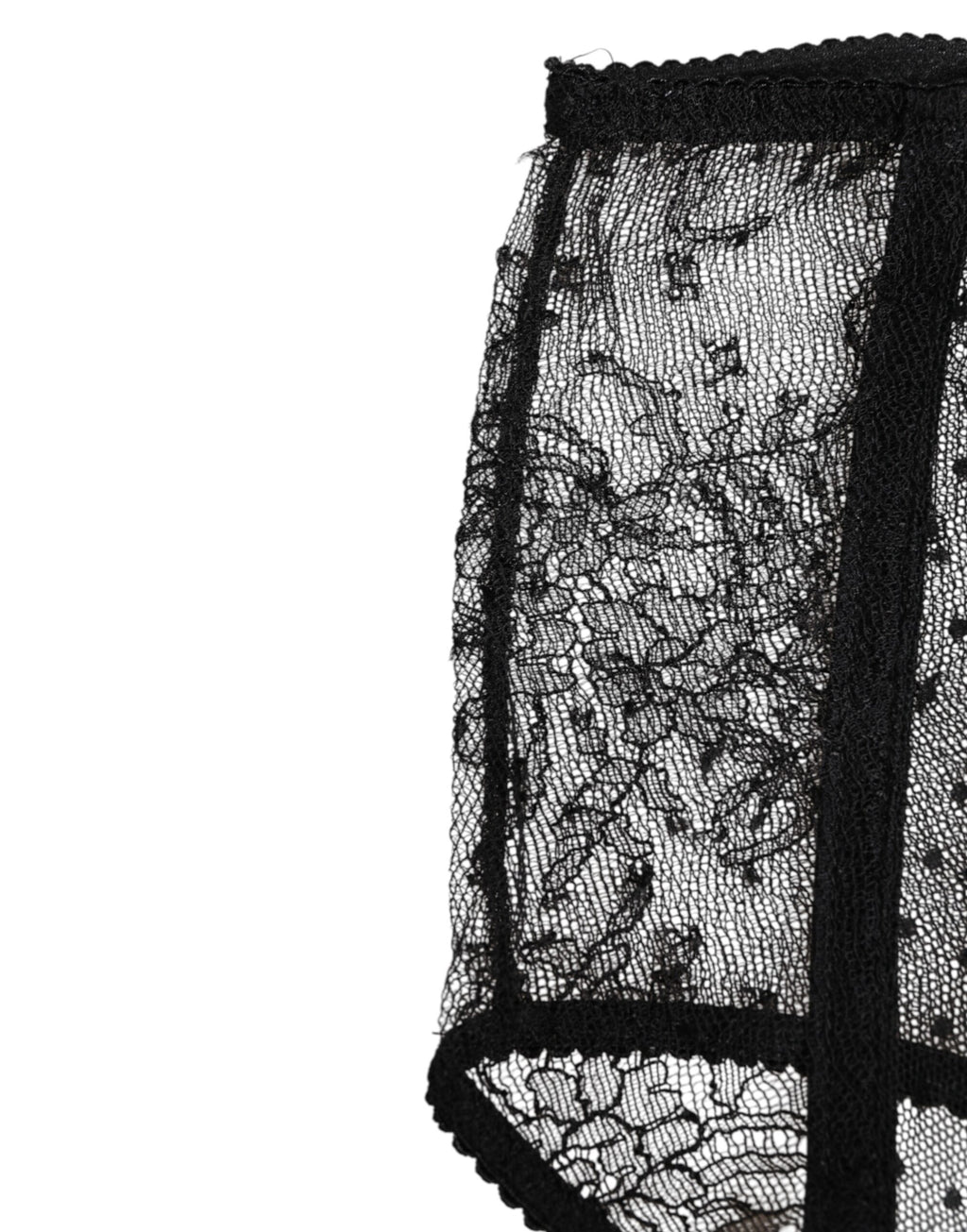 Dolce & Gabbana | Black Sheer Polka Dot Lace High Waist Underwear
