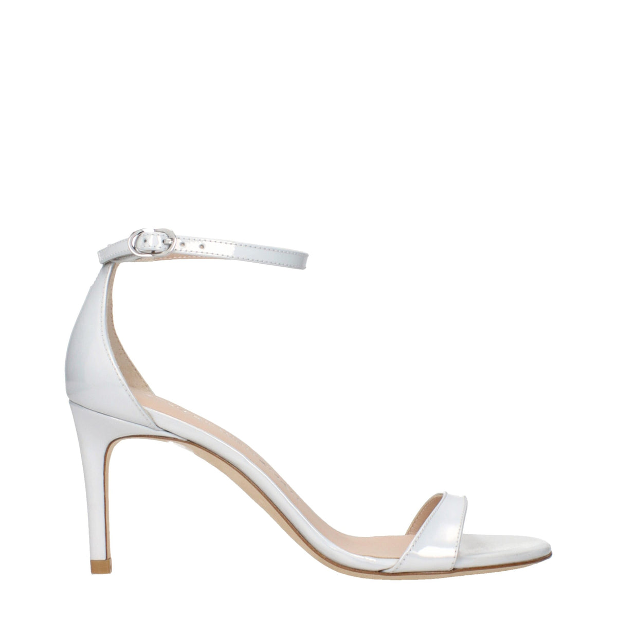 Stuart Weitzman | White Leather Stiletto Heel Sandals