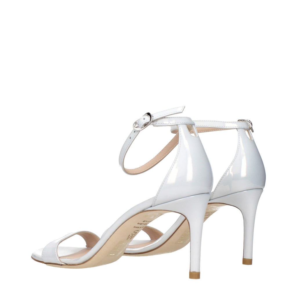 Stuart Weitzman | White Leather Stiletto Heel Sandals