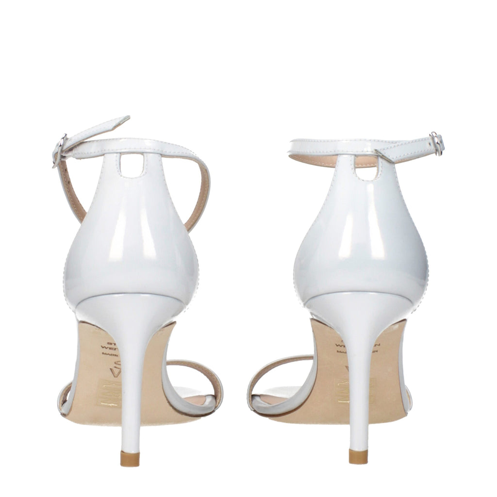 Stuart Weitzman | White Leather Stiletto Heel Sandals