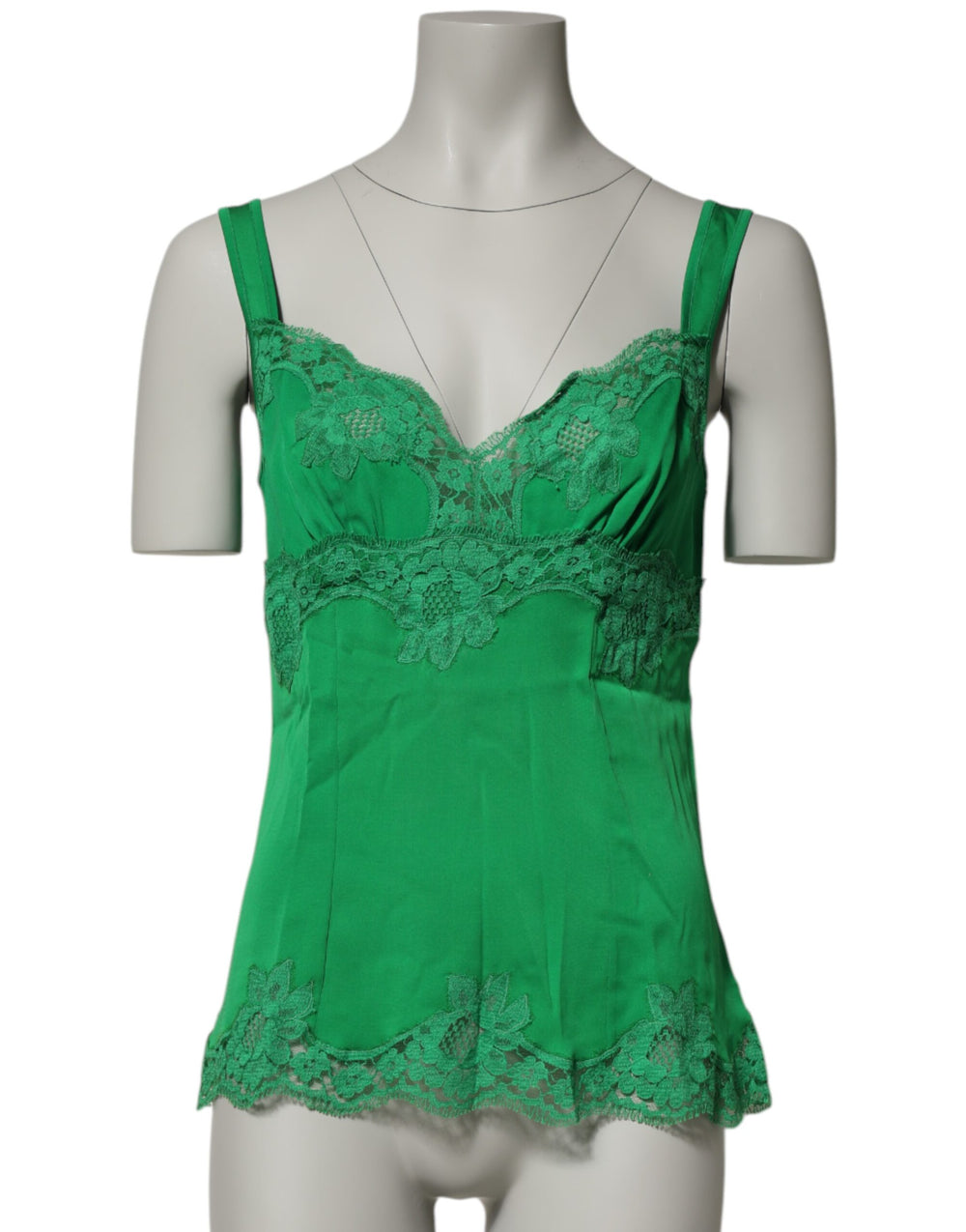 Dolce & Gabbana | Green Floral Lace Tank Lingerie Top Underwear
