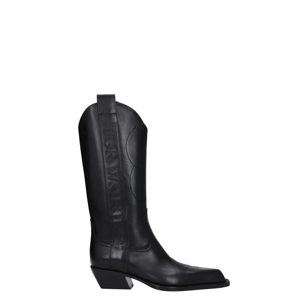 Off-White | Black Leather High Heel Boots